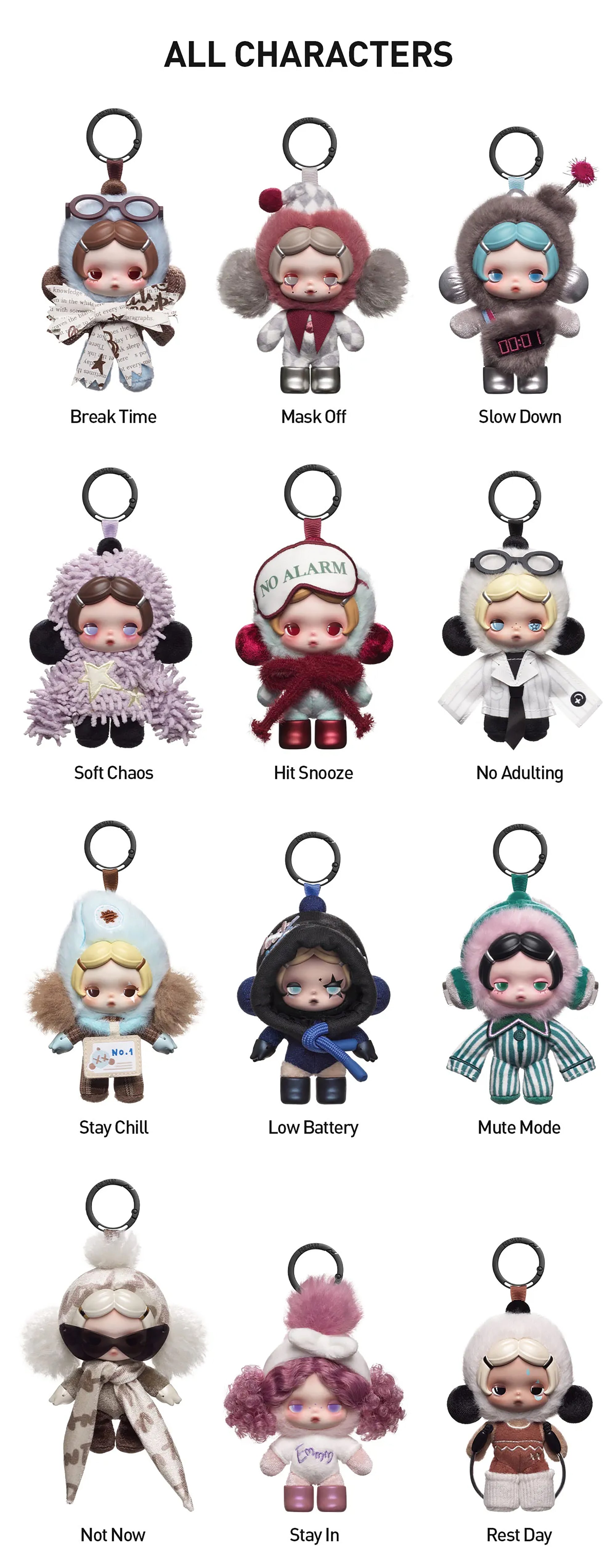 θ SKULLPANDA Off Mode Series Plush Doll Pendant Blind Box