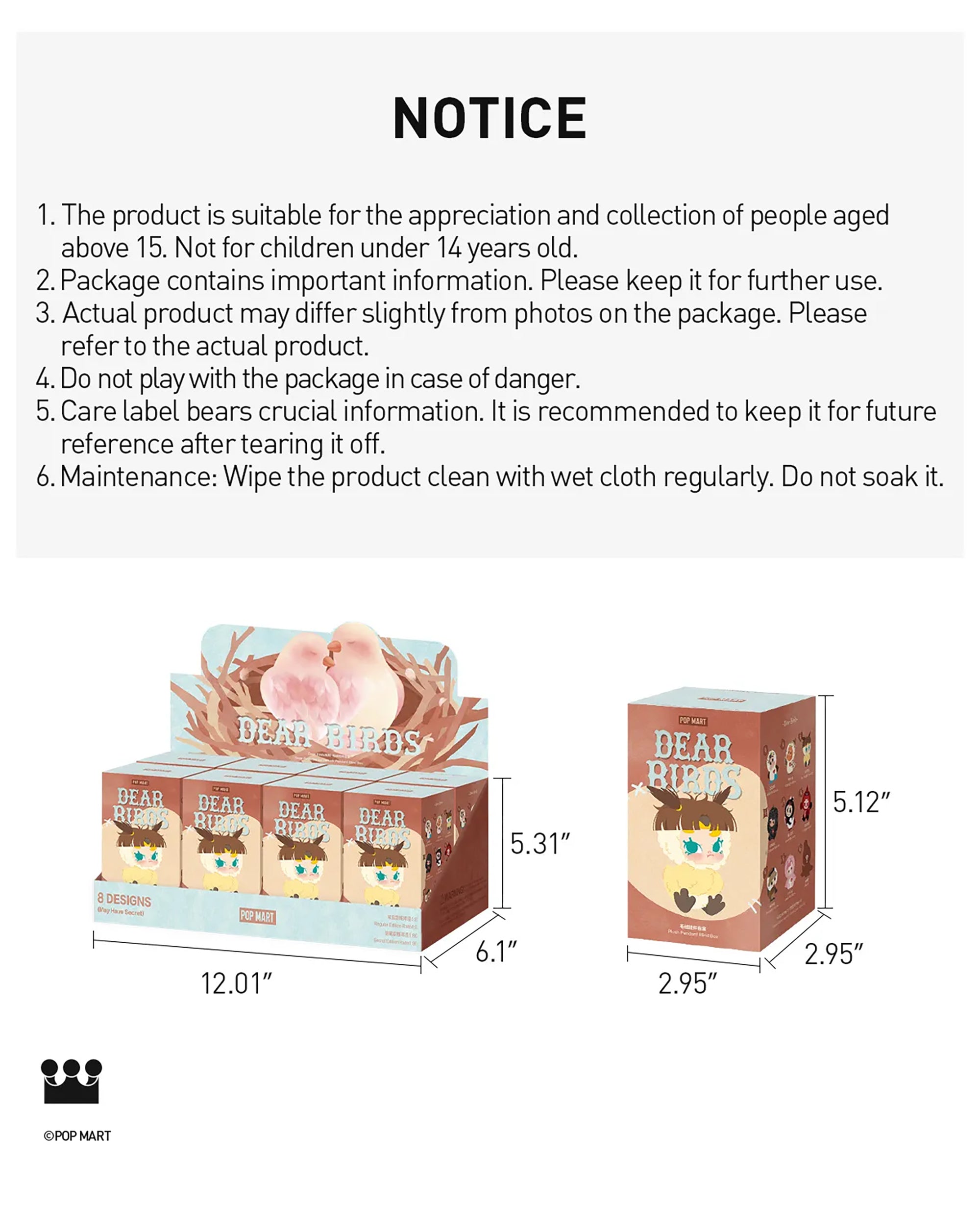 POP MART Dear Birds Series Plush Pendant Blind Box