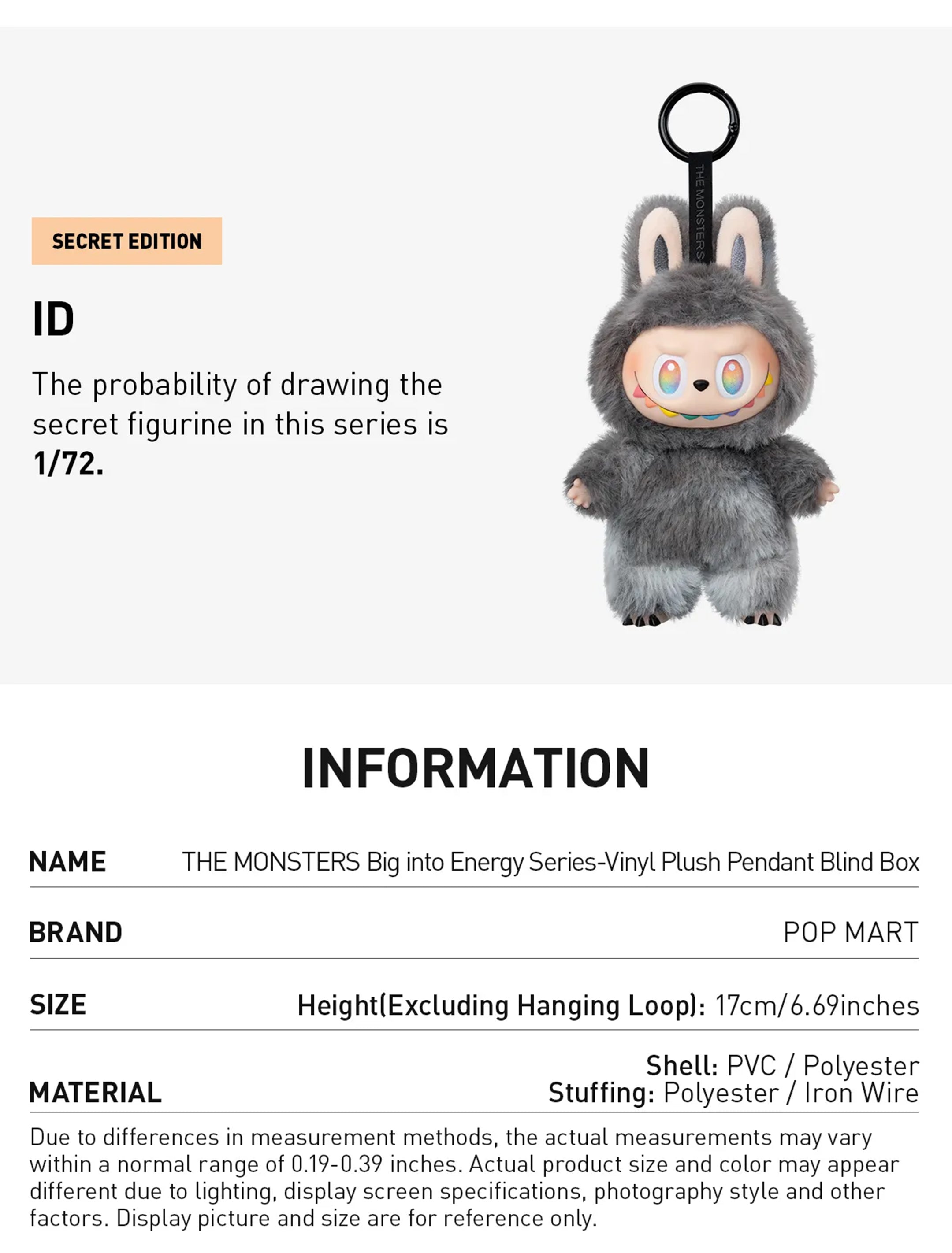 THE MONSTERS (Labubu) Big into Energy Vinyl Plush Pendant Blind