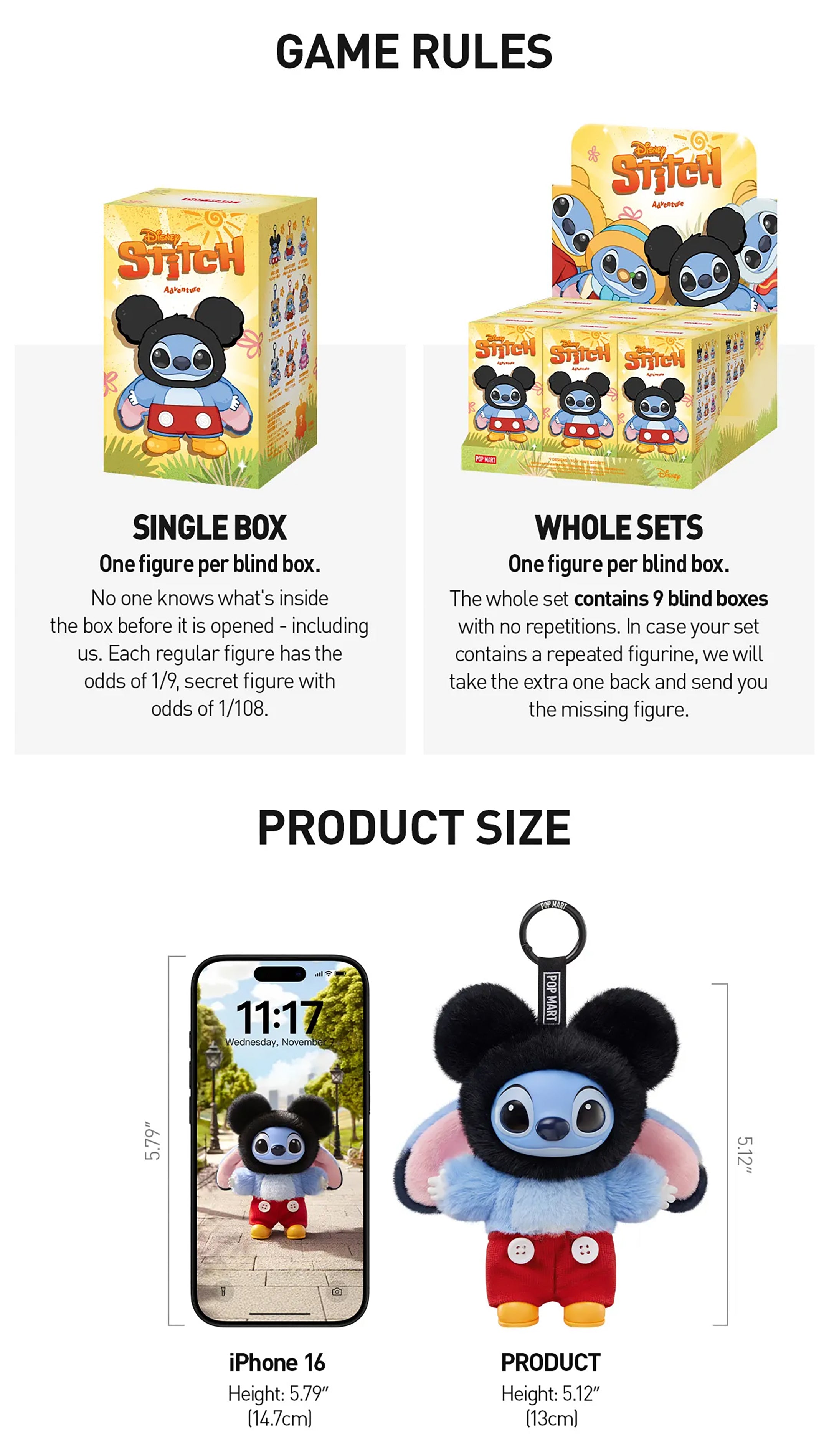 POP MART Stitch Adventure Vinyl Plush Pendant Blind Box | Aoovo