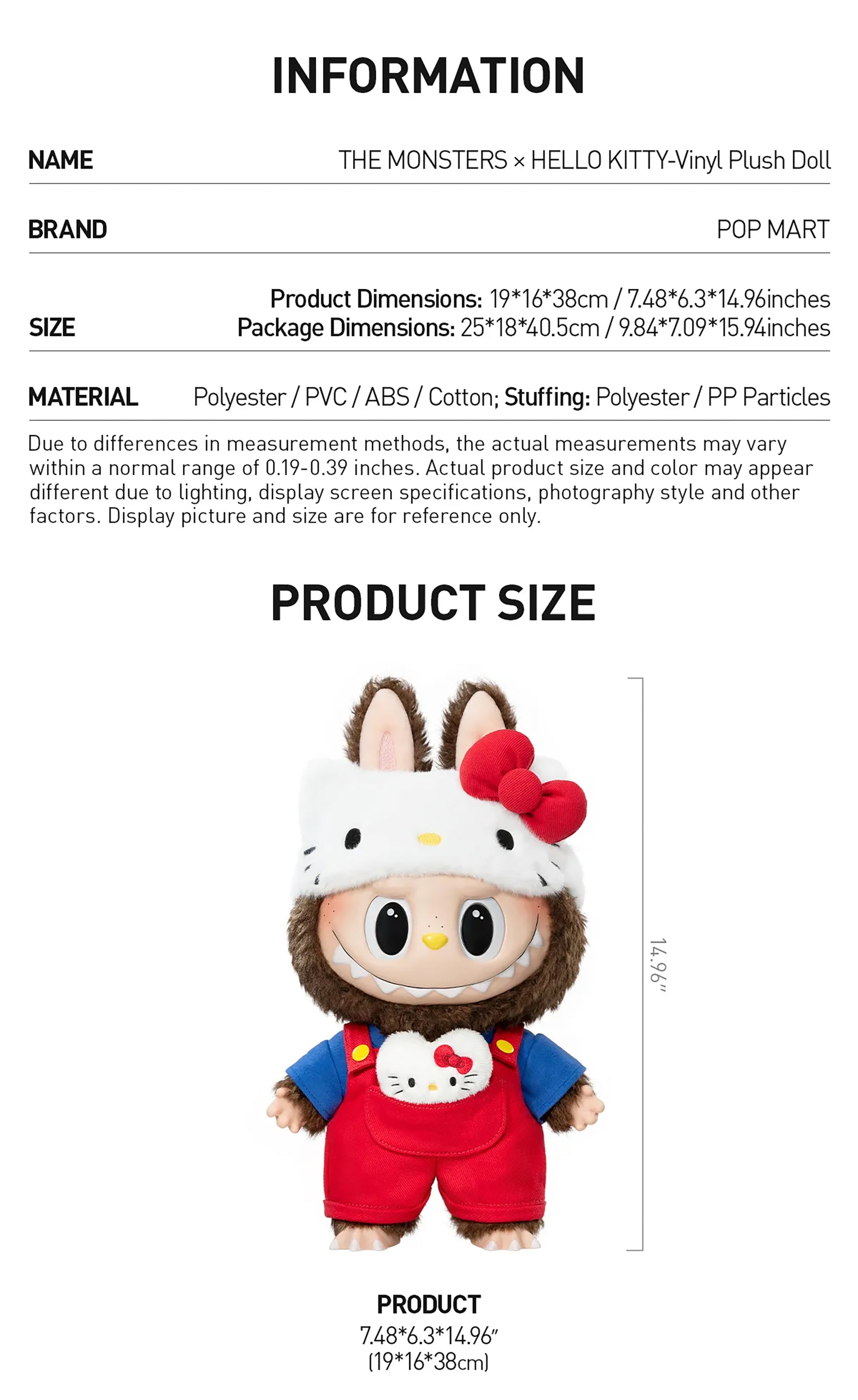 THE MONSTERS (Labubu) x HELLO KITTY Vinyl Plush Doll