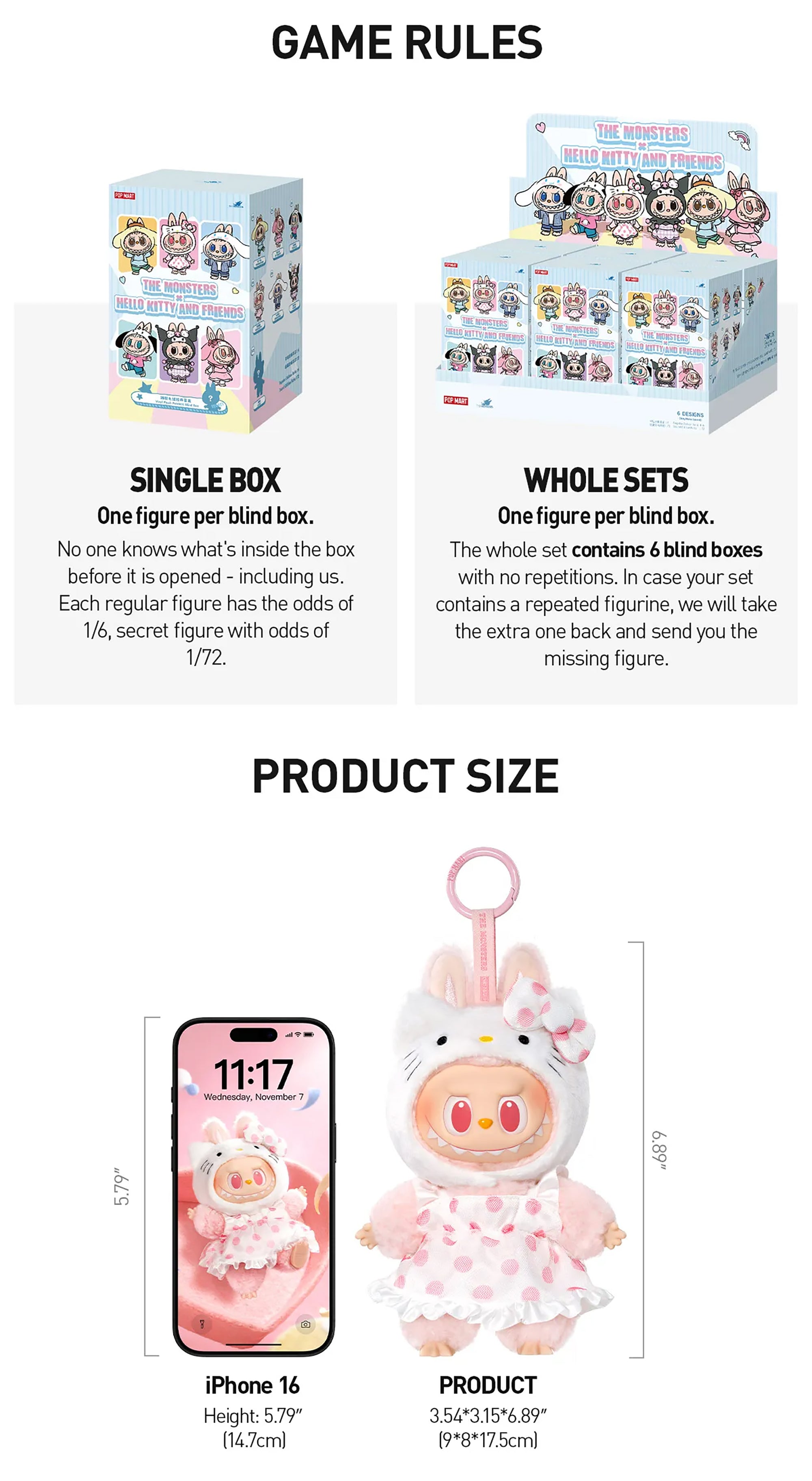 THE MONSTERS (Labubu) x Hello Kitty and Friends Series Vinyl Plush Pendant Blind Box