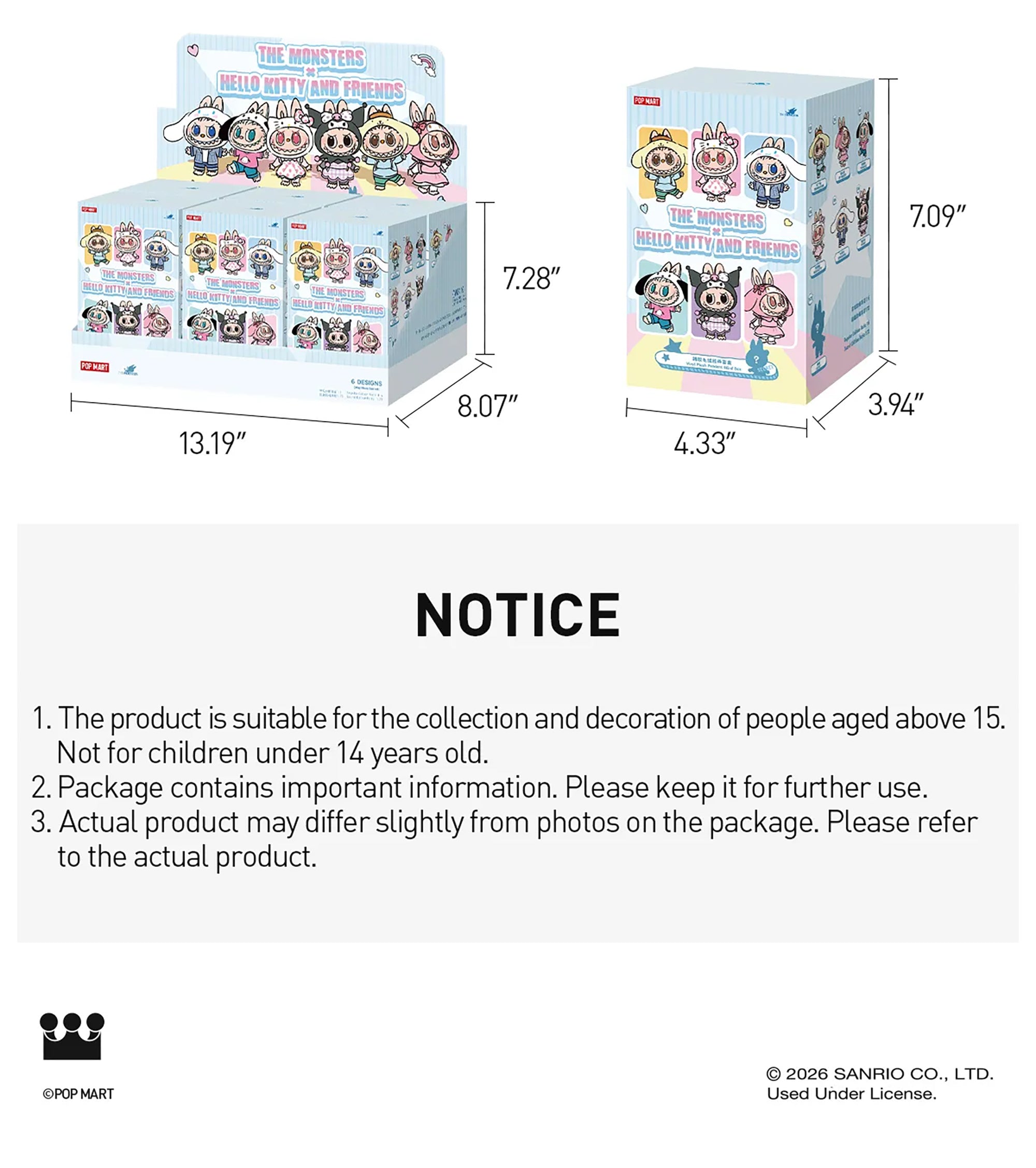 THE MONSTERS (Labubu) x Hello Kitty and Friends Series Vinyl Plush Pendant Blind Box
