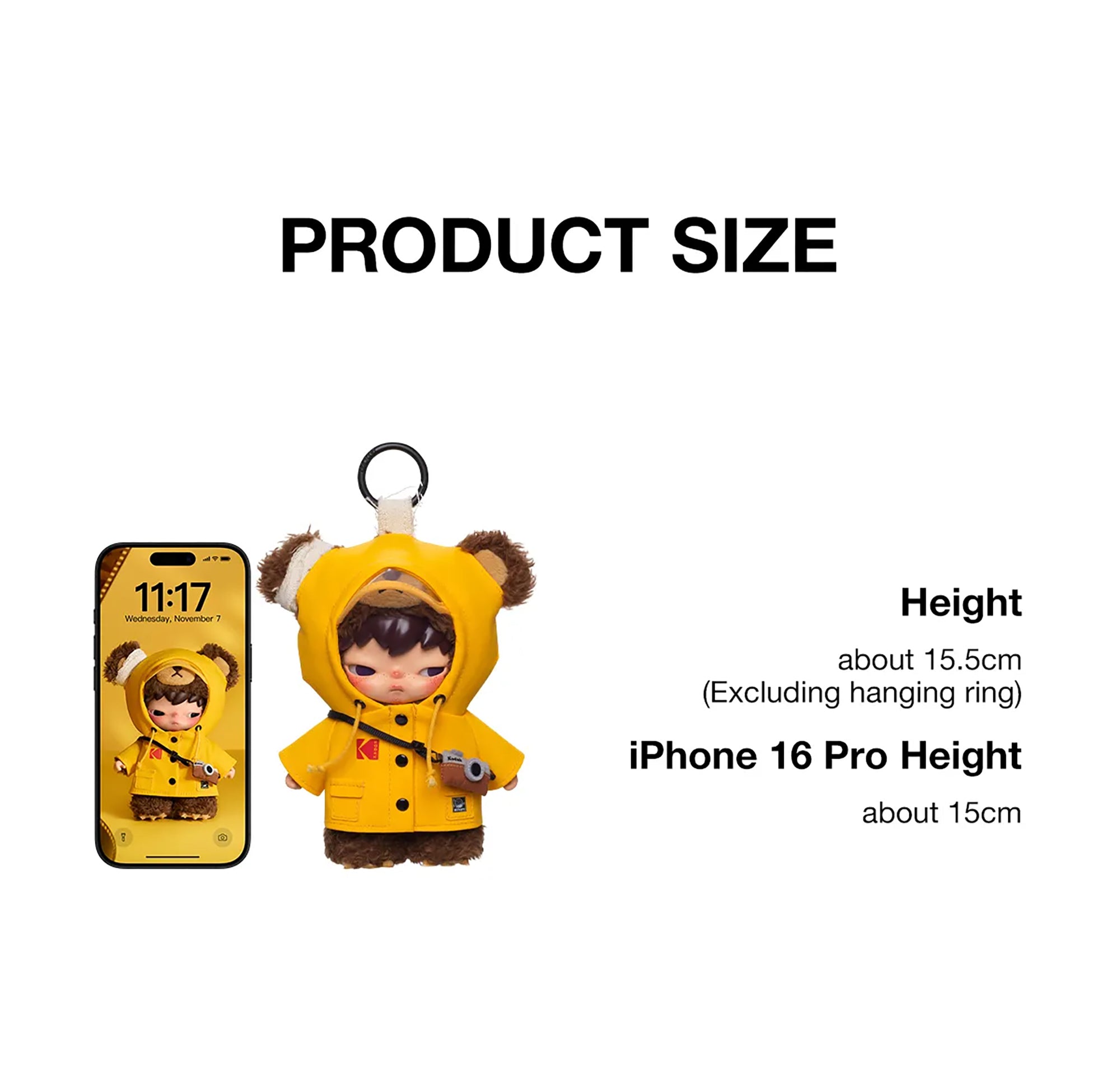 Hirono × Kodak Click Bear Plush Doll Pendant