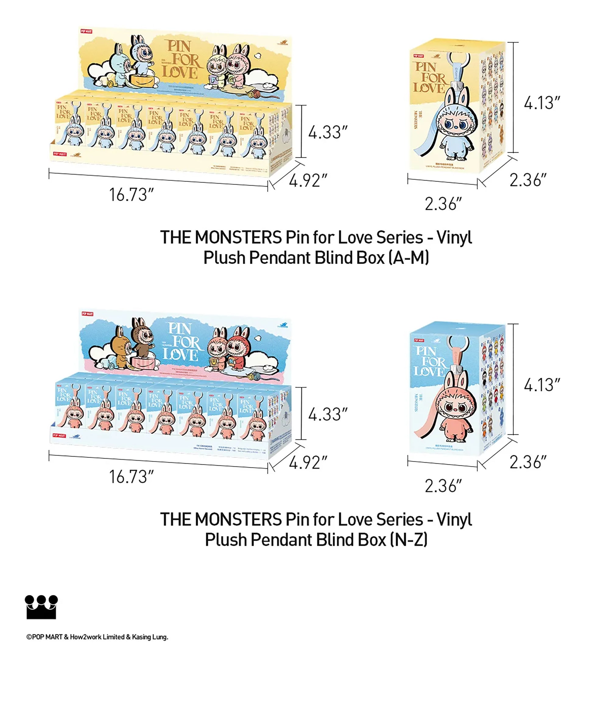 THE MONSTERS (Labubu) - Pin for Love Series N-Z Vinyl Plush Pendant Blind Box